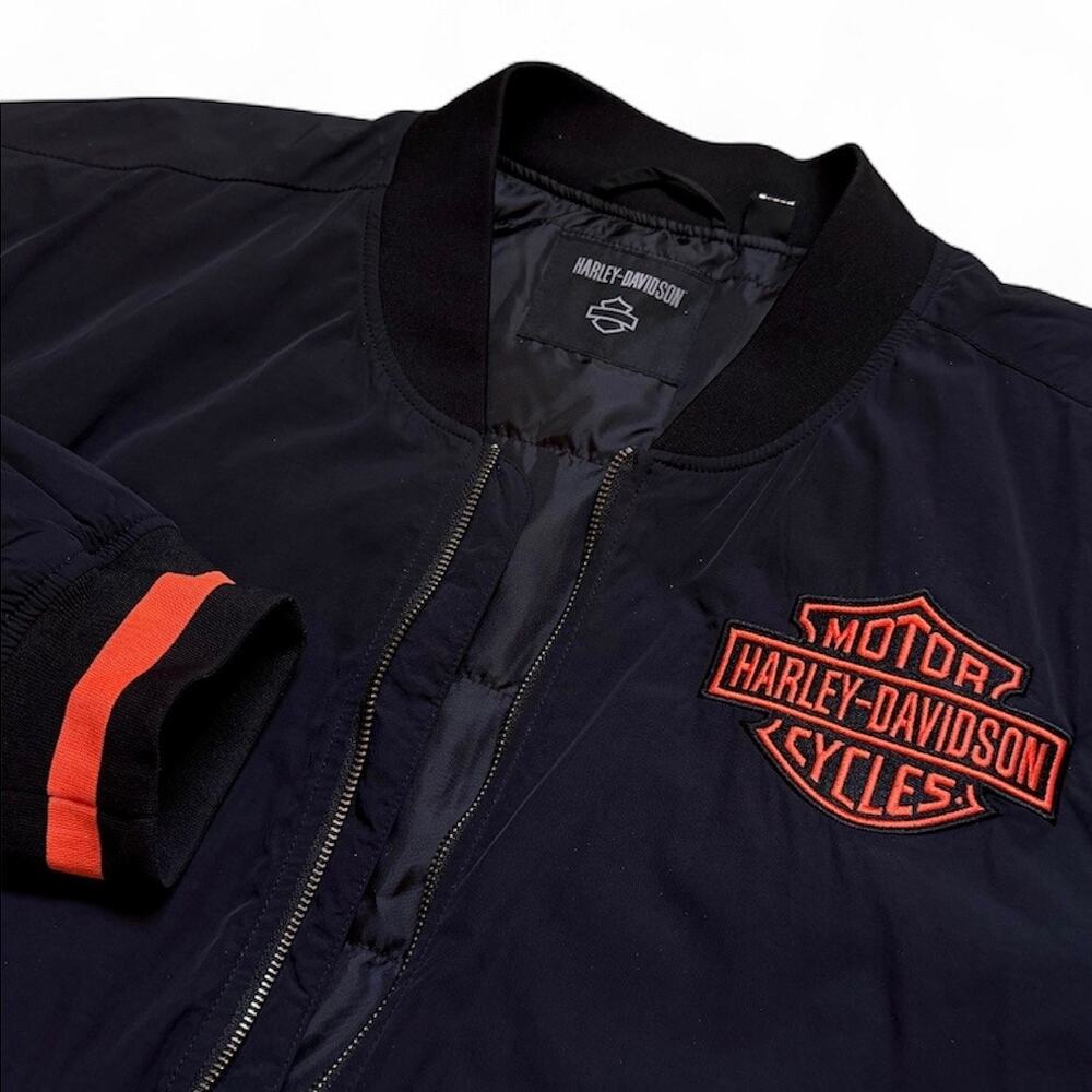 Harley-Davidson Performance Screamin Eagle Mens 2XL Black Nylon Bomber Jacket - Picture 6 of 10
